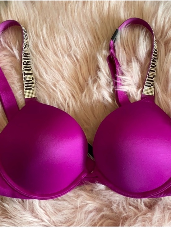 Victoria's Secret Other - Victoria's Secret Magenta Padded Bra with Rhinestone Straps